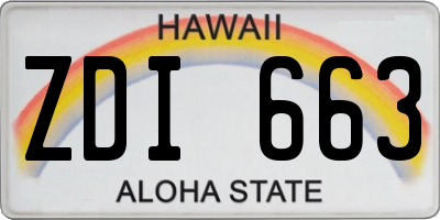 HI license plate ZDI663