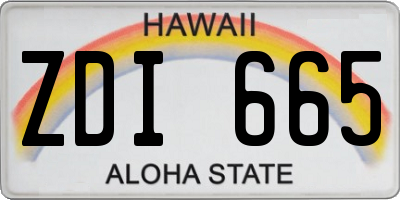 HI license plate ZDI665