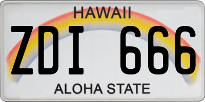 HI license plate ZDI666