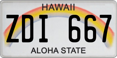 HI license plate ZDI667