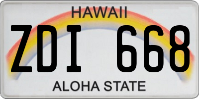HI license plate ZDI668