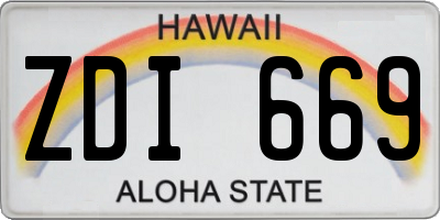 HI license plate ZDI669