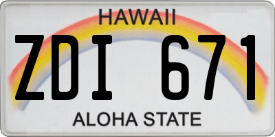 HI license plate ZDI671