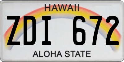 HI license plate ZDI672
