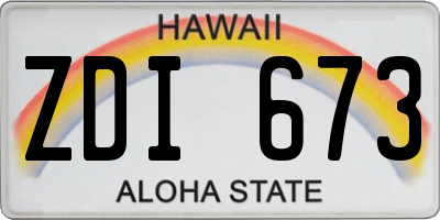 HI license plate ZDI673