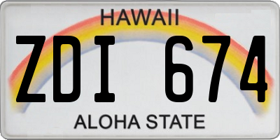 HI license plate ZDI674