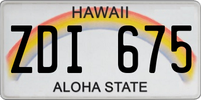 HI license plate ZDI675