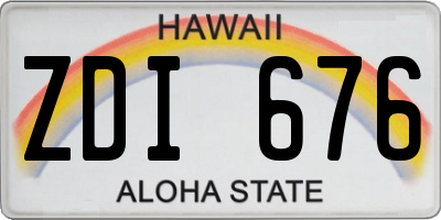 HI license plate ZDI676