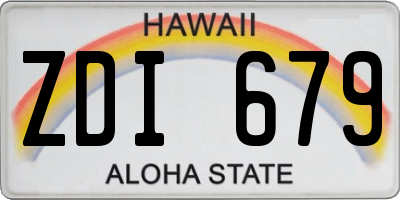 HI license plate ZDI679