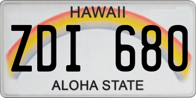 HI license plate ZDI680
