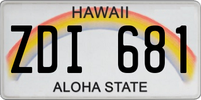 HI license plate ZDI681