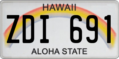 HI license plate ZDI691