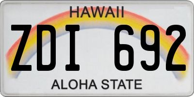 HI license plate ZDI692