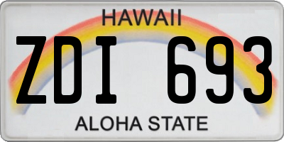HI license plate ZDI693