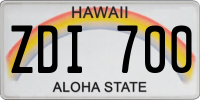 HI license plate ZDI700