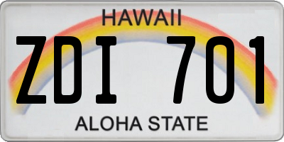 HI license plate ZDI701