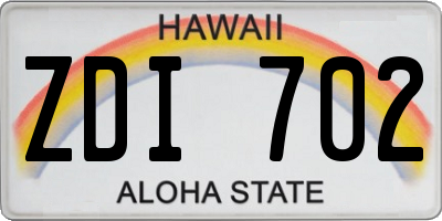 HI license plate ZDI702