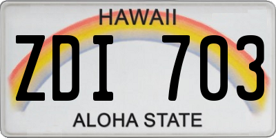 HI license plate ZDI703