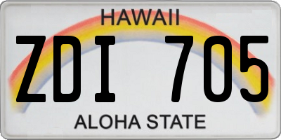 HI license plate ZDI705
