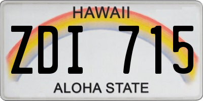 HI license plate ZDI715