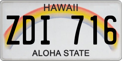 HI license plate ZDI716