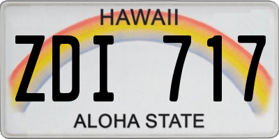 HI license plate ZDI717
