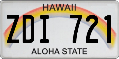 HI license plate ZDI721