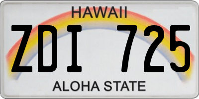 HI license plate ZDI725