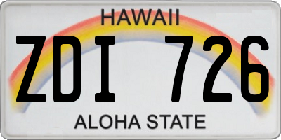 HI license plate ZDI726