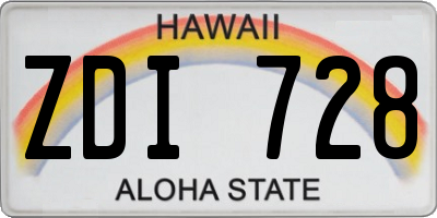 HI license plate ZDI728