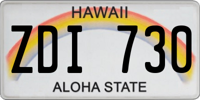 HI license plate ZDI730