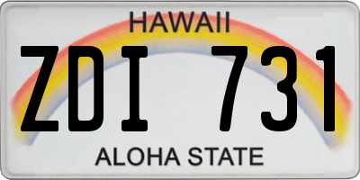 HI license plate ZDI731