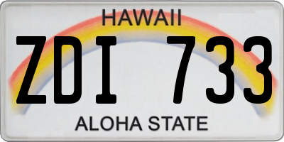 HI license plate ZDI733
