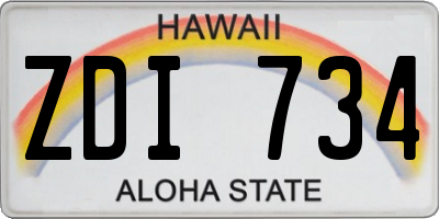 HI license plate ZDI734