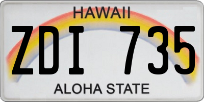 HI license plate ZDI735
