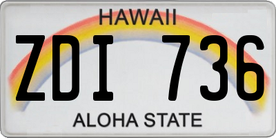 HI license plate ZDI736
