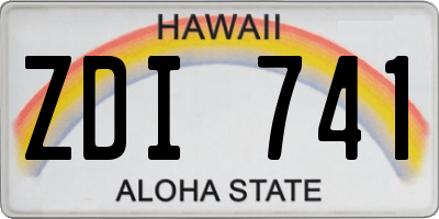 HI license plate ZDI741