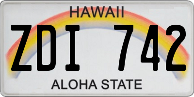 HI license plate ZDI742