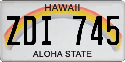 HI license plate ZDI745