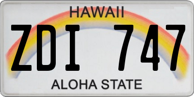 HI license plate ZDI747