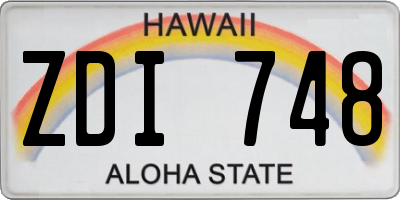 HI license plate ZDI748