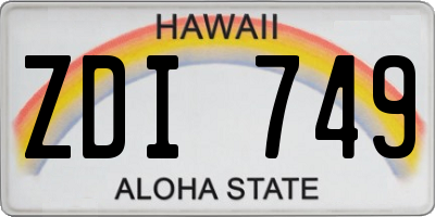 HI license plate ZDI749