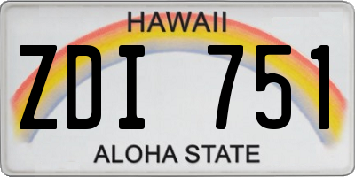 HI license plate ZDI751