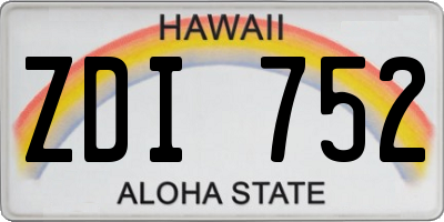 HI license plate ZDI752