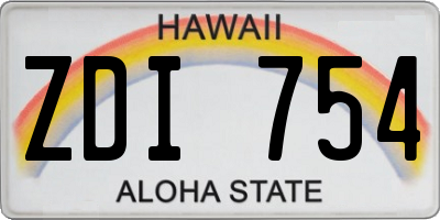 HI license plate ZDI754