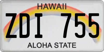 HI license plate ZDI755
