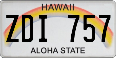 HI license plate ZDI757