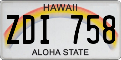 HI license plate ZDI758
