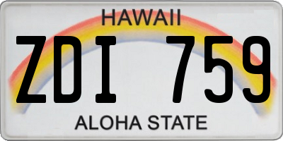 HI license plate ZDI759