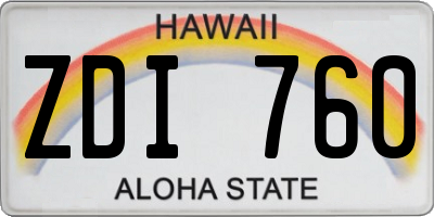 HI license plate ZDI760
